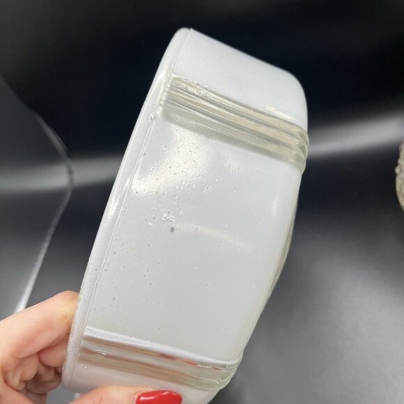 VTG Art Deco Glass Ceiling Light Shades White Flush Mount & Clear Hobnail Dome - Picture 9 of 13